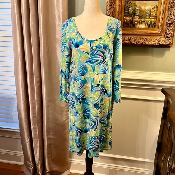 EEUC Lilly Pulitzer Devon Scoop Neck‎ Dress in Multi Serenity Now Size SMALL - Picture 4 of 7